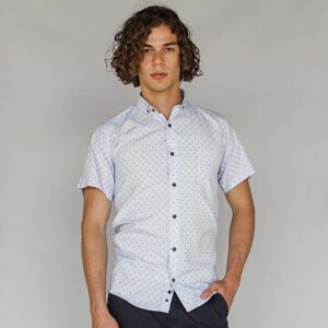 camisa celeste diseno dacron de puntos marca business casual slim 127430 CELESTE 1