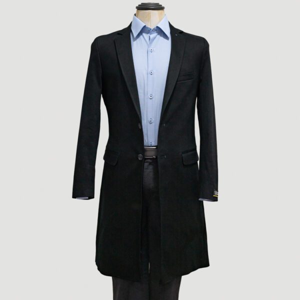 abrigo negro estructura labrada marca business casual slim 144924 247859 1