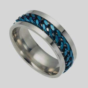 anillo azul con diseno de cadenas marca calak cl sico 141805 200776 1