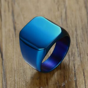 anillo azul steel square silver marca calak cl sico 141862 200763 1
