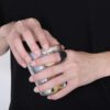 anillo negro diseno hexagonal marca calak cl sico 141894 NEGRO 2