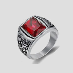 anillo rojo con piedra marca calak cl sico 141763 200782 1