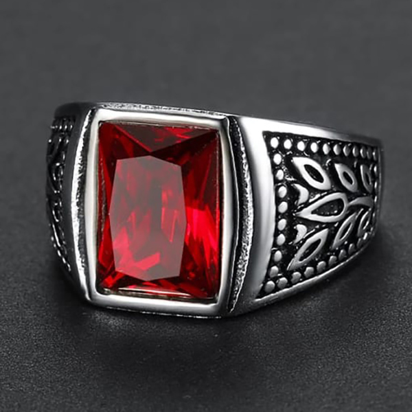 anillo rojo con piedra marca calak cl sico 141763 200782 2