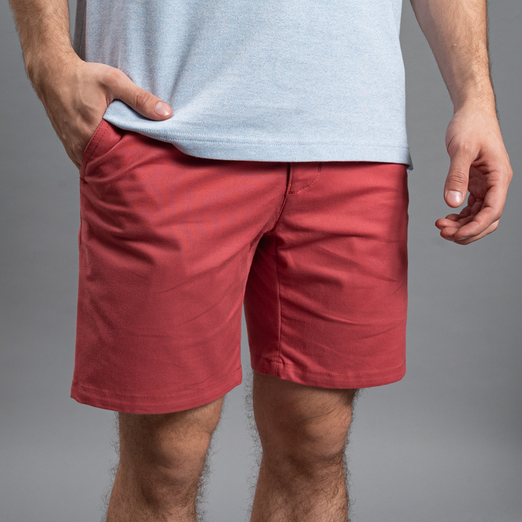 bermuda rojo estructura plana marca business casual slim 162026 361554
