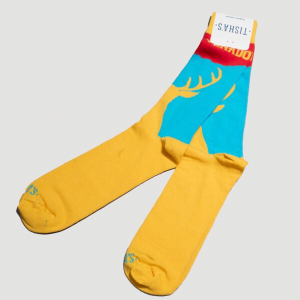 calcetines amarillo diseno venado marca tishas cl sico 157663 AMARILLO 1