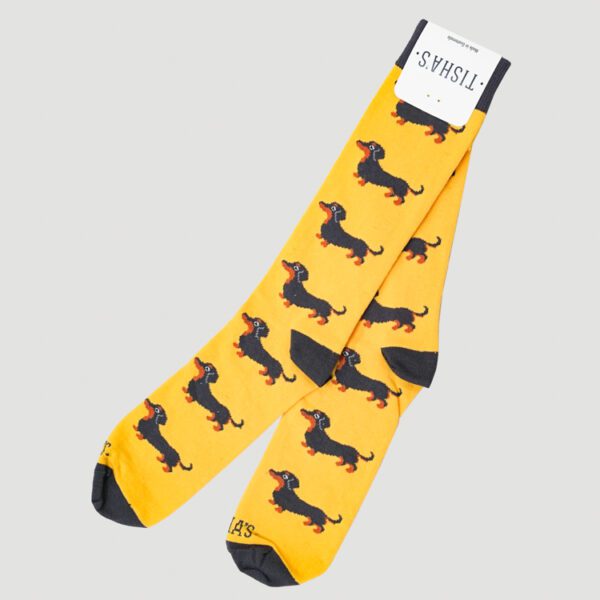 calcetines amarillo estilo salchicha marca tishas cl sico 141400 201679 1