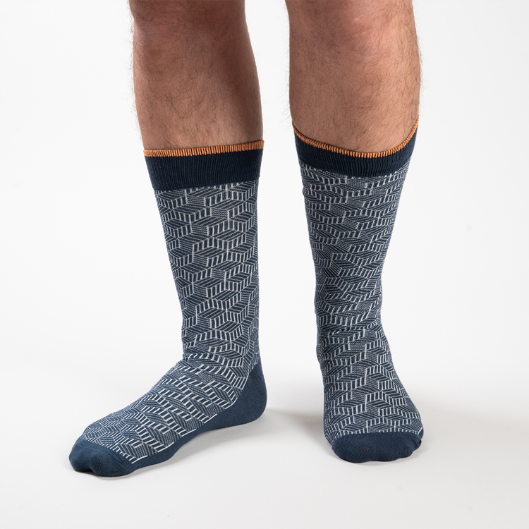 calcetines azul estilo geom trico marca emporium cl sico 135232 380337