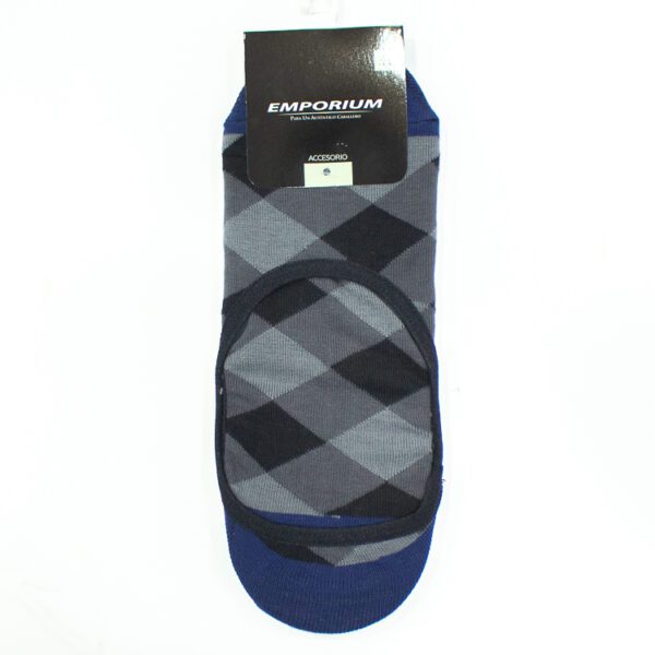 calcetines azules invisibles con diseno de cuadros marca emporium casual 118551 GRIS 1