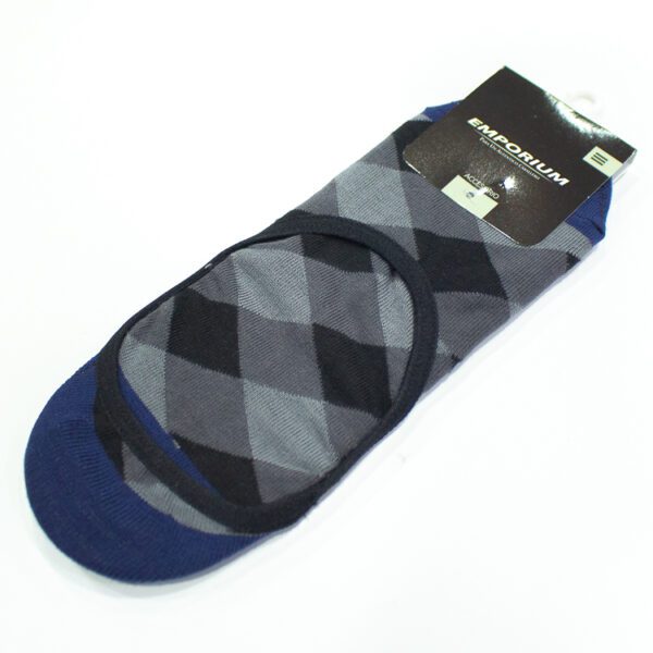 calcetines azules invisibles con diseno de cuadros marca emporium casual 118551 GRIS 2
