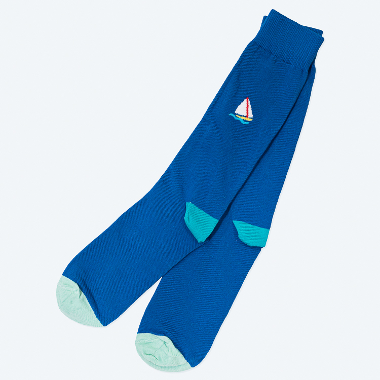 Calcetines celeste diseño barco marca Emporium clásico | 127653