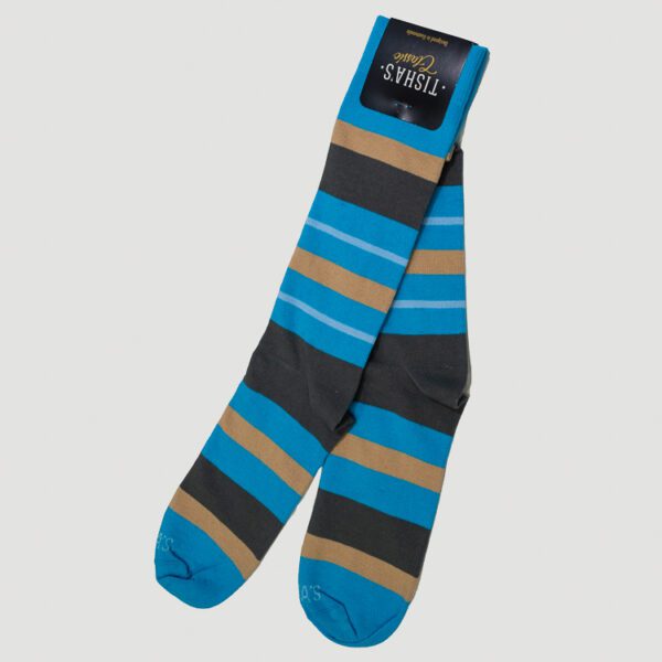 calcetines celeste diseno de lineas marca tishas cl sico 144063 CELESTE 1