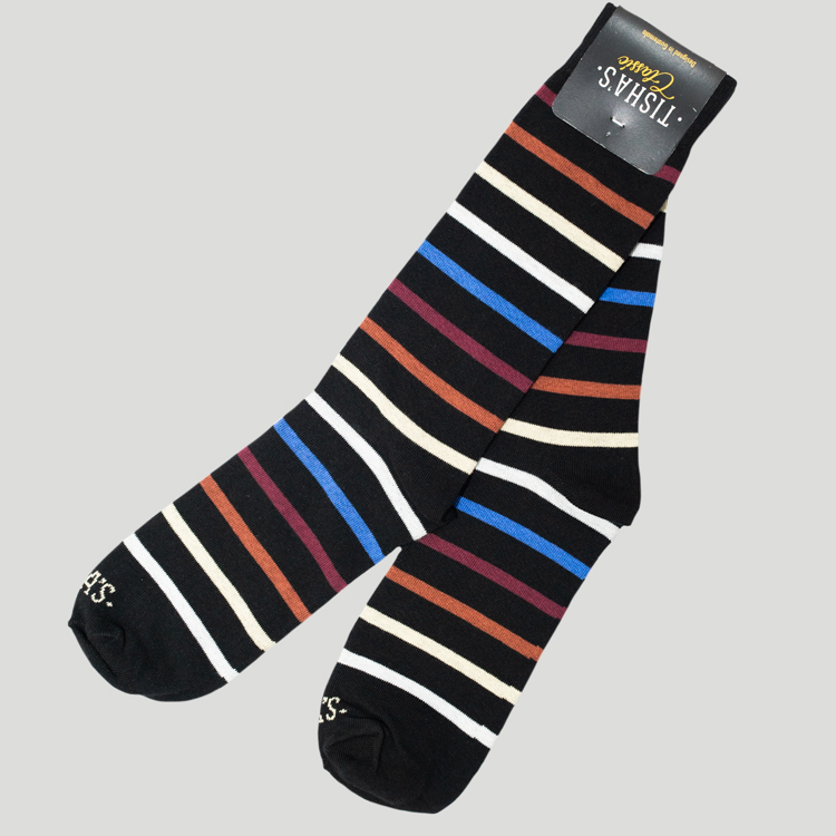 Calcetines negro diseño Classy Stripes marca Tishas clásico | 136331