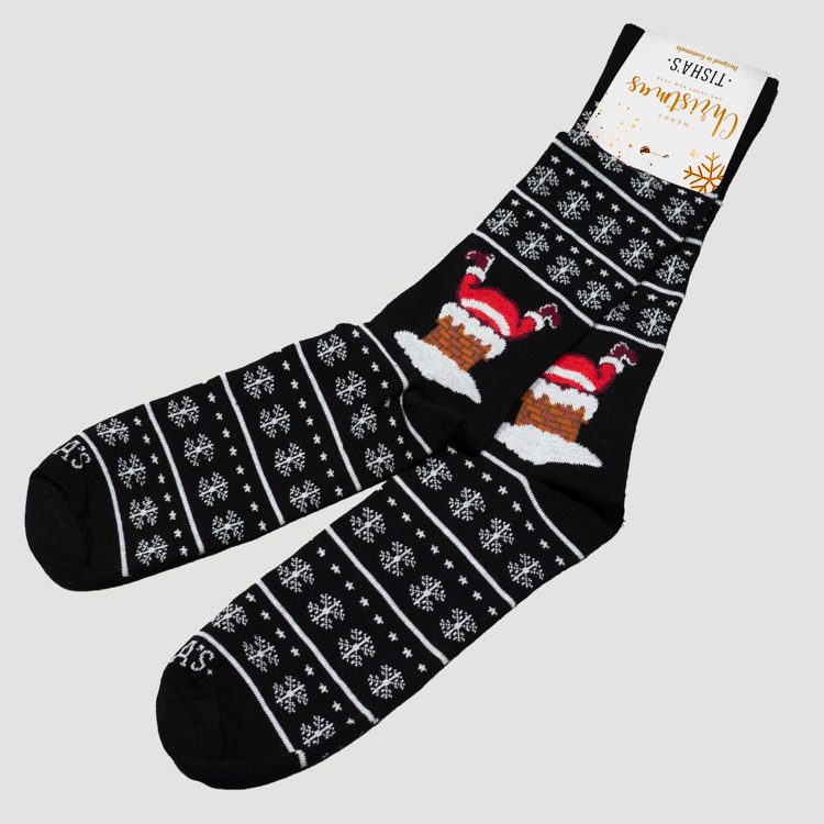 calcetines negro diseno xmas santa 2024 marca tishas cl sico 158706 NEGRO 1