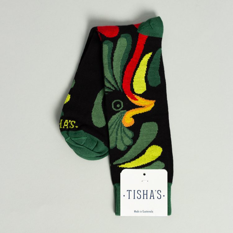 Calcetines negros con diseño clásico E quetzal marca Tishas Casual | 124896