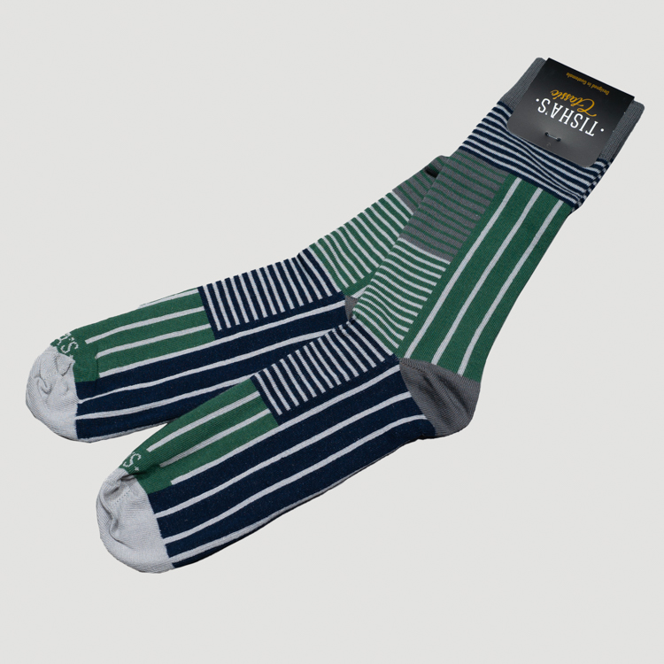 calcetines verde diseno de lineas marca tishas cl sico 158695 327781 1