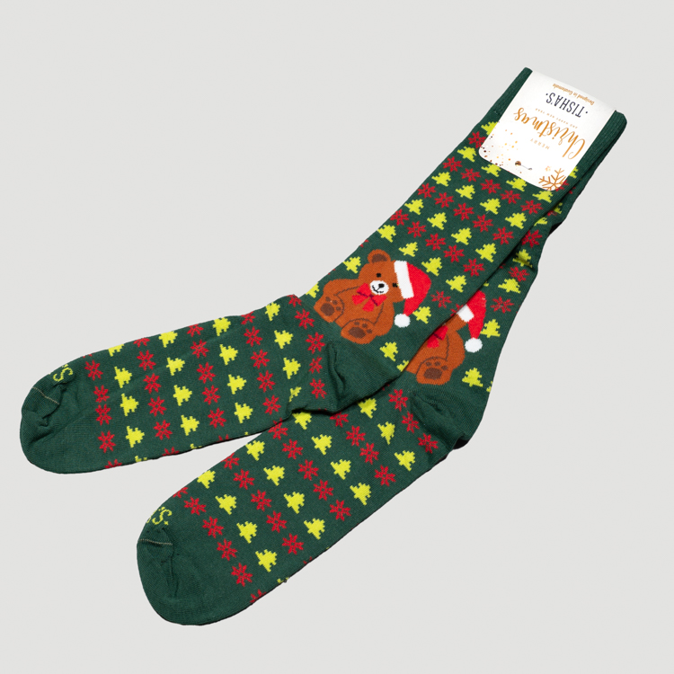 calcetines verde diseno xmas bear marca tishas cl sico 158715 VERDE 1