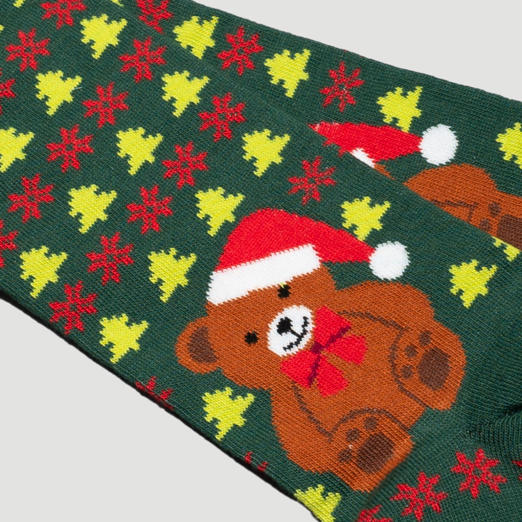 calcetines verde diseno xmas bear marca tishas cl sico 158715 VERDE 2