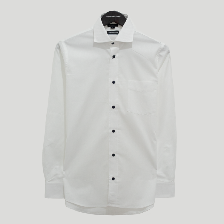 Camisa blanco estructura labrada líneas marca Emporium clásico | 136619