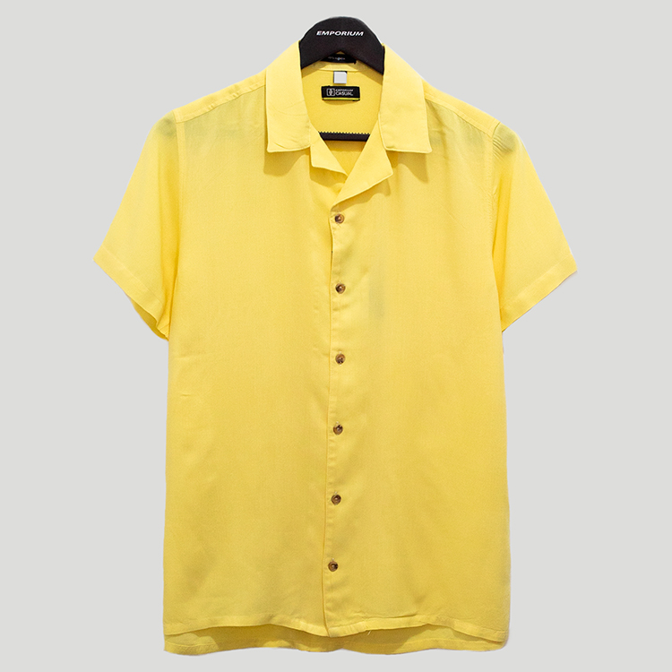 Camisa amarillo estructura plana manga corta marca Business Casual slim | 136271