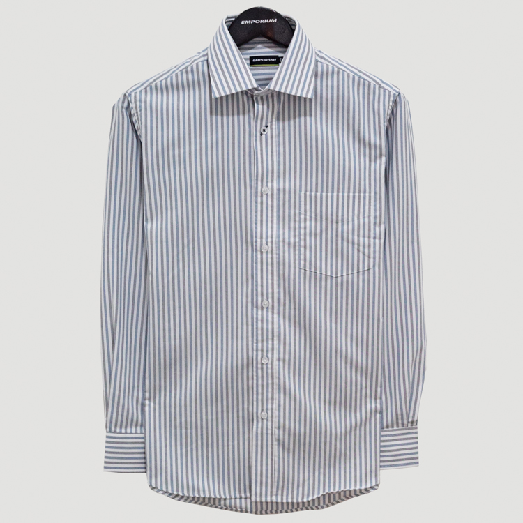camisa azul con diseno de lineas marca emporium slim 140492 AZUL 1
