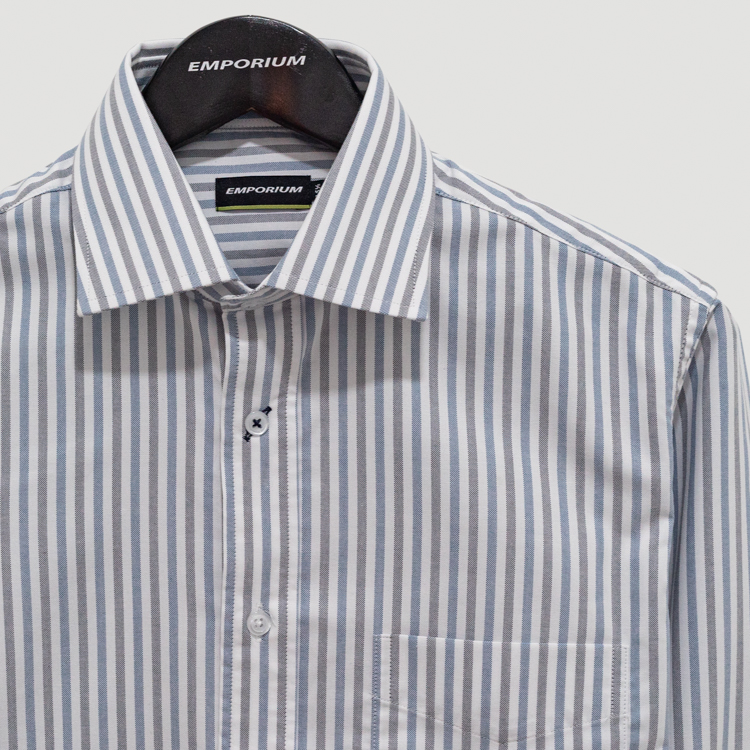 camisa azul con diseno de lineas marca emporium slim 140492 AZUL 2