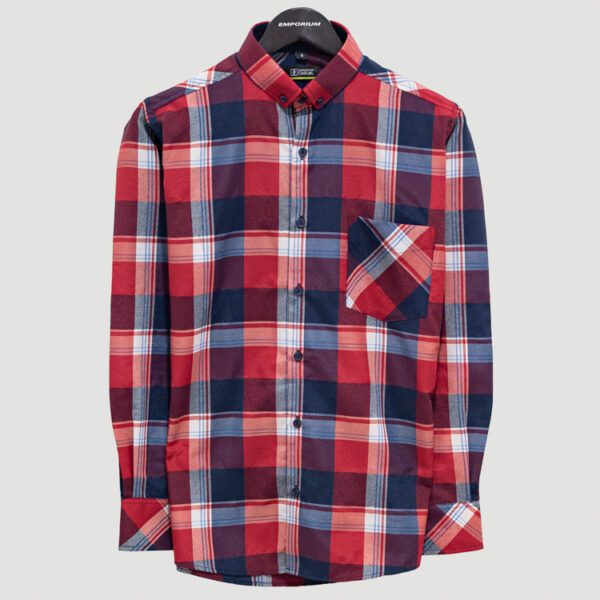 camisa azul diseno de cuadros con coderas marca business casual cl sico 141372 AZUL 1