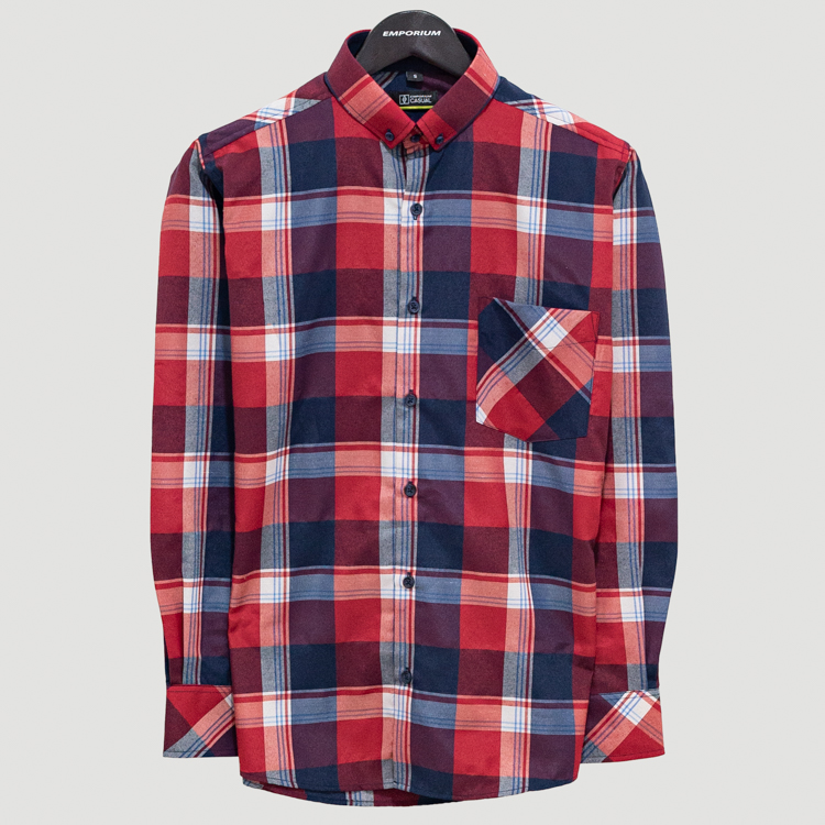 camisa azul diseno de cuadros con coderas marca business casual cl sico 141372 AZUL 1