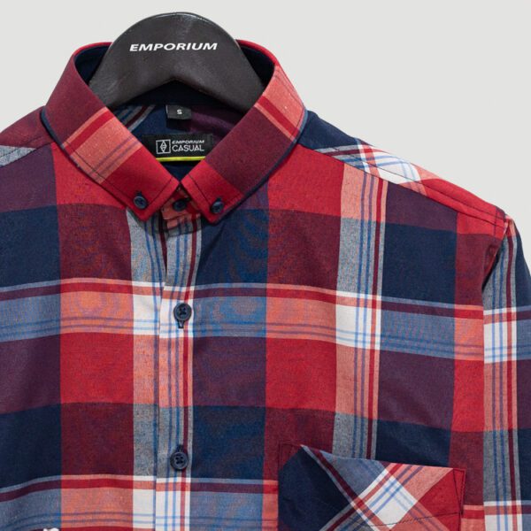 camisa azul diseno de cuadros con coderas marca business casual cl sico 141372 AZUL 2