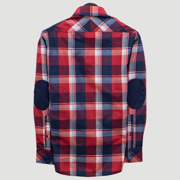 camisa azul diseno de cuadros con coderas marca business casual cl sico 141372 AZUL 3