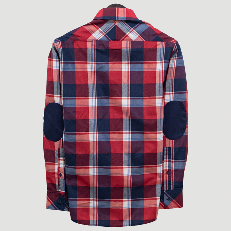 camisa azul diseno de cuadros con coderas marca business casual cl sico 141372 AZUL 3