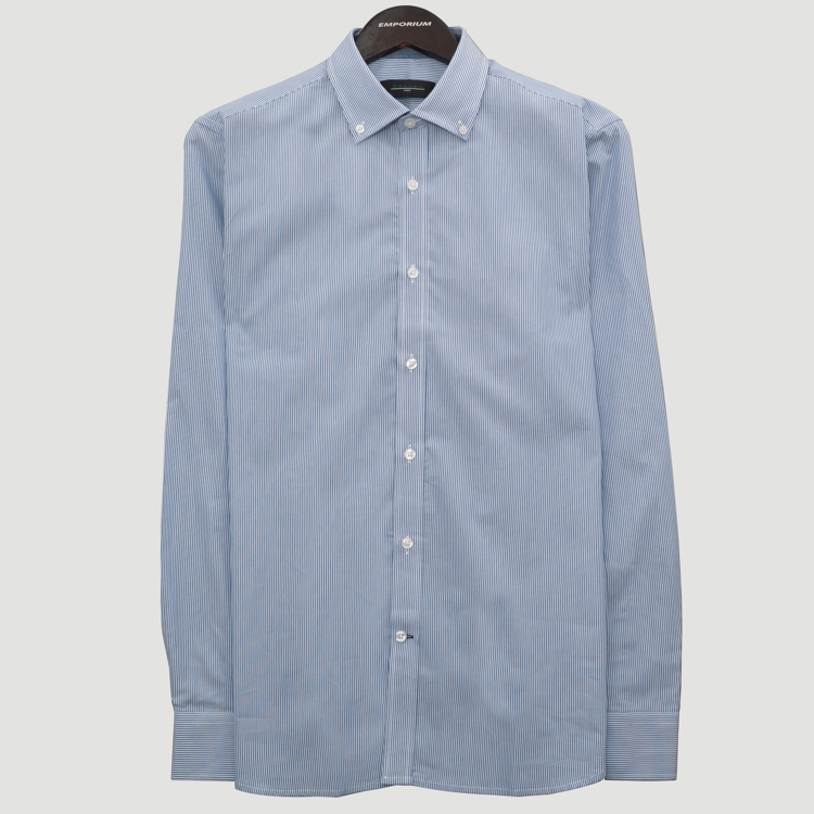 camisa azul diseno de lineas marca carven slim 164064 377880