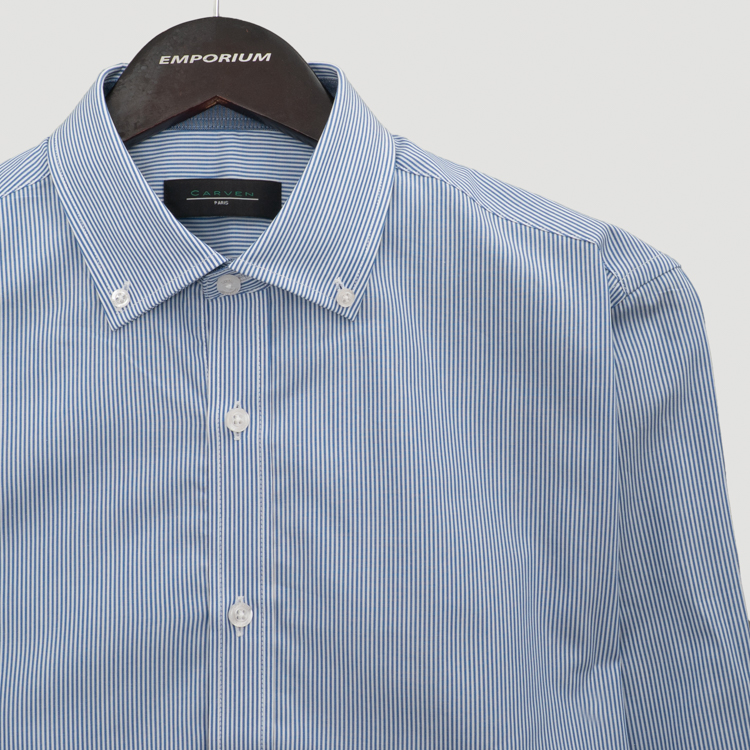 camisa azul diseno de lineas marca carven slim 164064 AZUL