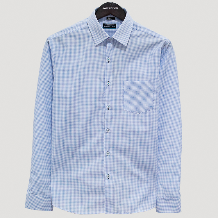 Camisa azul estilo microcuadros marca Business Casual clásico | 129924