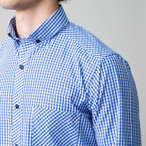 camisa azul estructura de cuadros marca business casual slim 147724 AZUL 2