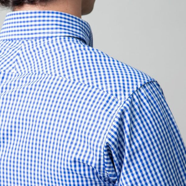 camisa azul estructura de cuadros marca business casual slim 147724 AZUL 3