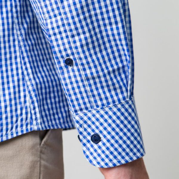 camisa azul estructura de cuadros marca business casual slim 147724 AZUL 4