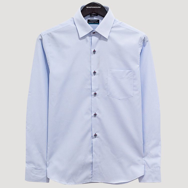 Camisa azul estructura labrada marca Business Casual Clásico | 132881