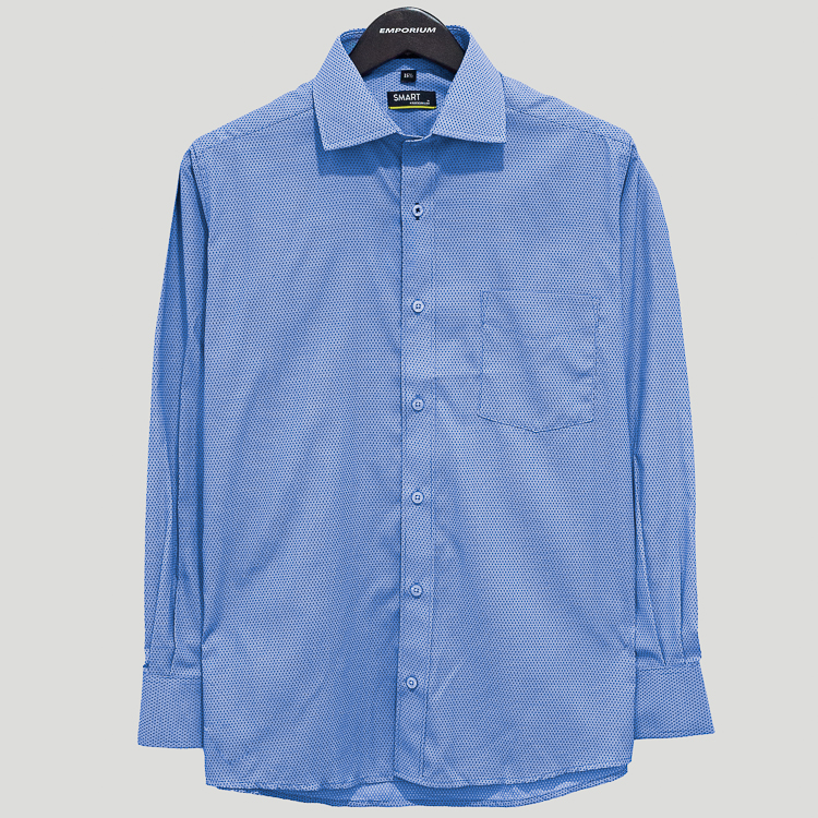 Camisa azul estructura labrada marca Smart slim | 131121