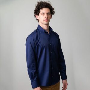 camisa azul estructura oxford liso marca business casual slim 147716 249628 1