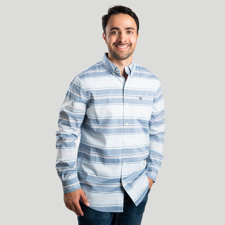 Camisa azul estructura lineas marca clásico | 139380 - Emporium Guatemala
