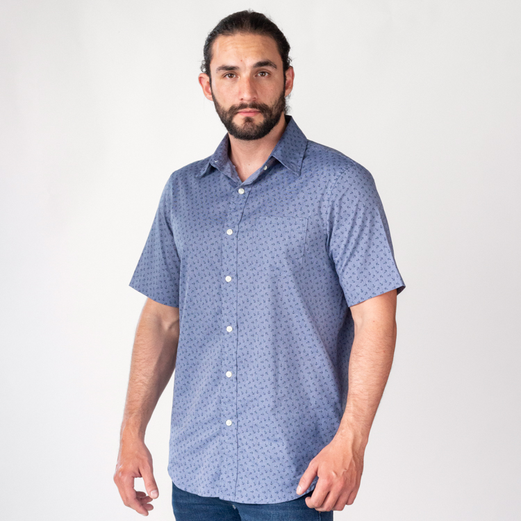 camisa azul estructura plana marca carven cl sico 142865 365566 1