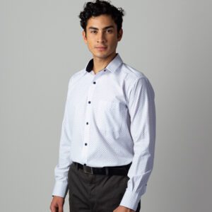 camisa blanca con diseno de mini triangulos marca business casual cl sico 141512 207726 1