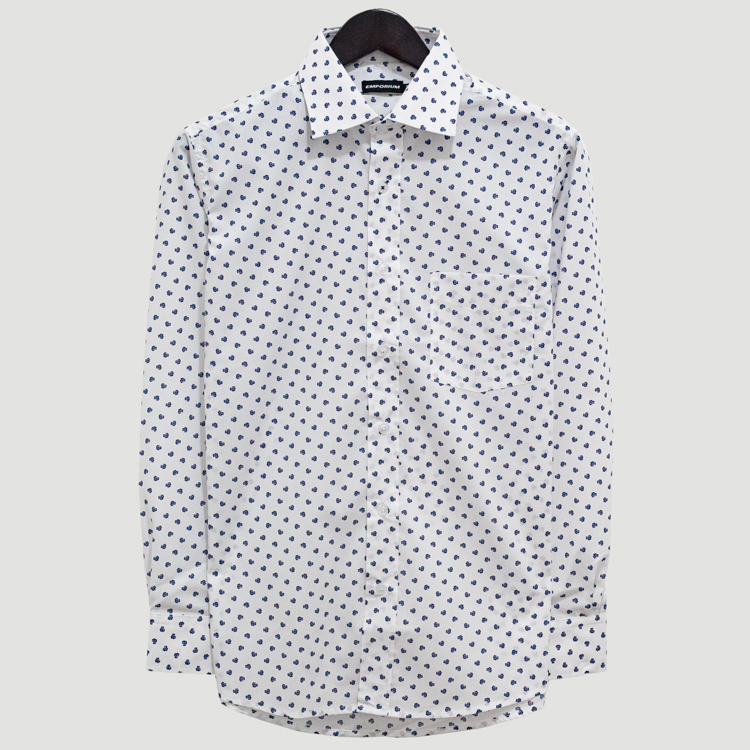 camisa blanca con diseno de treboles marca emporium slim 140483 BLANCO 1