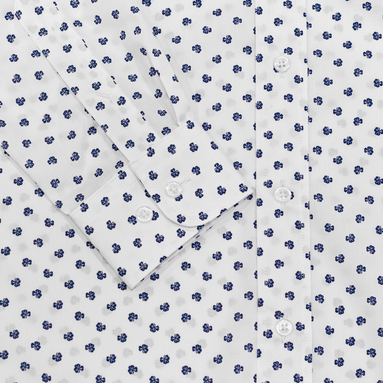 camisa blanca con diseno de treboles marca emporium slim 140483 BLANCO 4