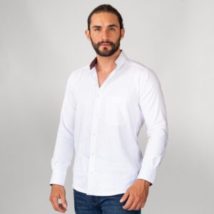 camisa blanco estructura plana con coderas marca business casual slim 144150 216851 1