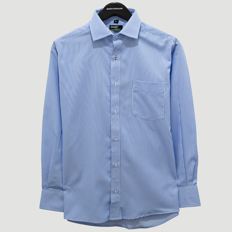Camisa celeste diseño líneas verticales marca Smart slim | 127720