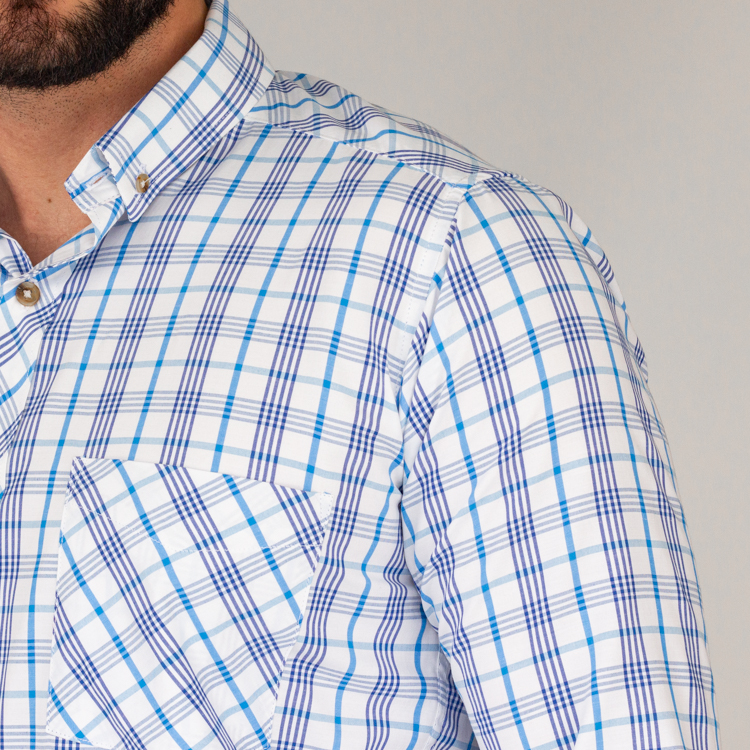 camisa celeste estructura cuadros marca business casual slim 144142 CELESTE 2