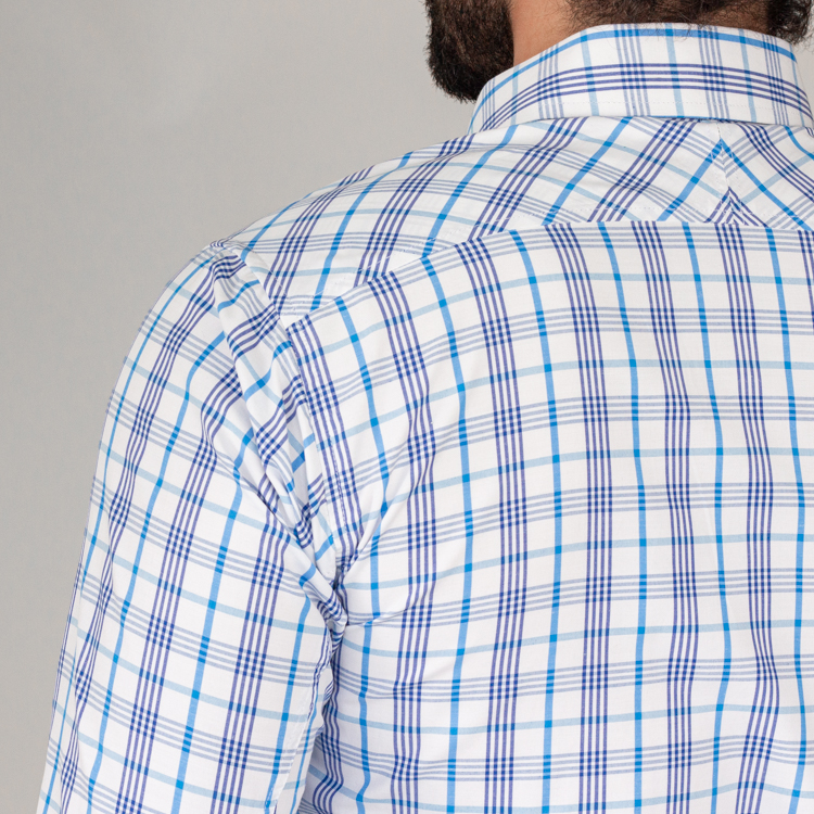 camisa celeste estructura cuadros marca business casual slim 144142 CELESTE 4