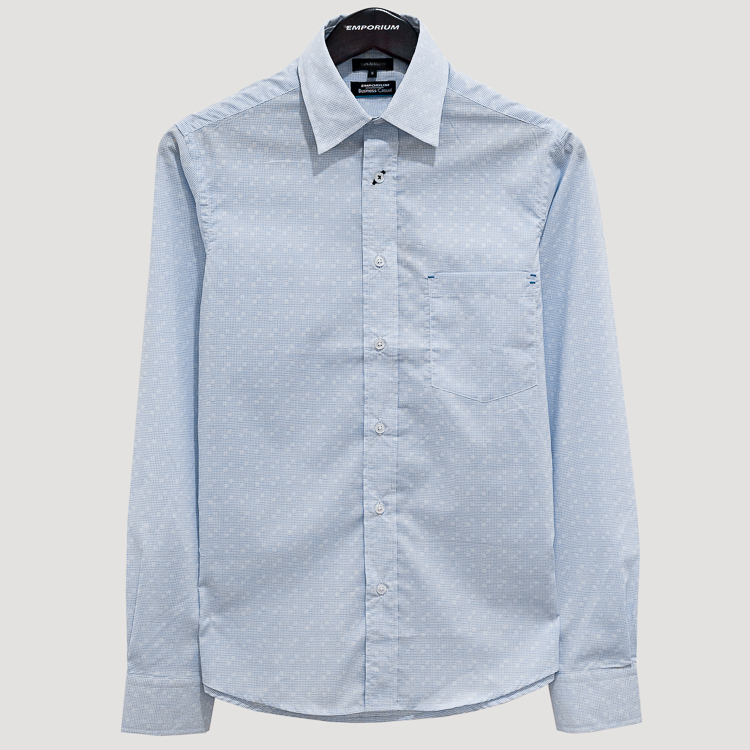 Camisa celeste estructura de cuardros marca Business Casual Slim | 124787