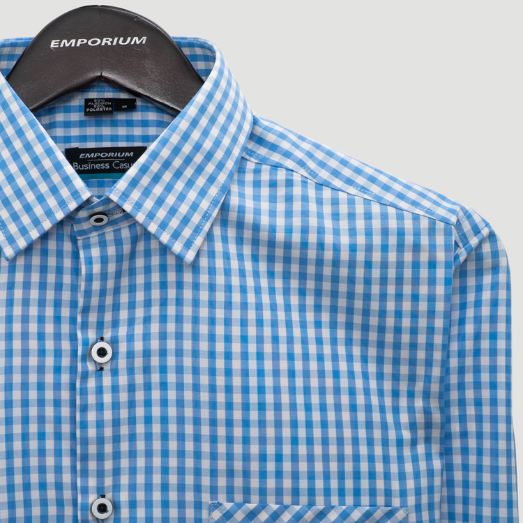 camisa formal celeste diseno a cuadros marca business casual cl sico 160849 CELESTE 2